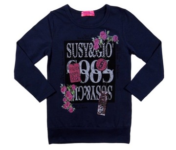 BLUZKA dla dziewczynki 497 BACK SOON 6A granat