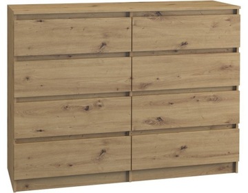 KOMODA SZAFKA 8 SZUFLAD MALWA M8 120CM DĄB ARTISAN