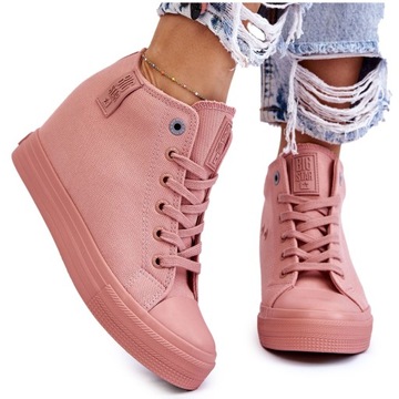 WYSOKIE TRAMPKI KOTURN BIG STAR LL274036 RÓŻOWE 39