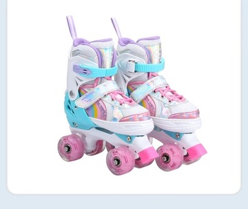 Роликовые коньки Детская обувь для роликовых коньков с 8 светящимися колесами. Размеры регулируются, возраст 3–12 лет.