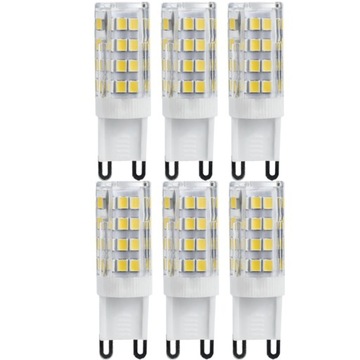 6x ŻARÓWKA LED Z GWINTEM G9 5W 230V BARWA BIAŁA ZIMNA 6000K 470lm DIODY SMD