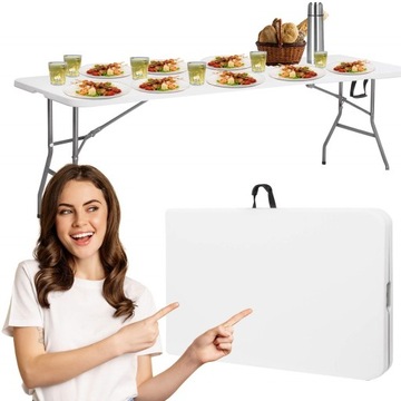 САДОВЫЙ СТОЛ СКЛАДНОЙ ТУРИСТИЧЕСКИЙ БАНКЕТНЫЙ ЧЕМОДАН БЕЛЫЙ 180