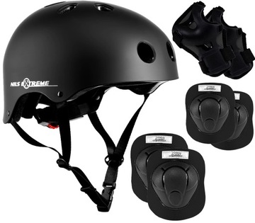 Kask na rolki rower deskorolkę Nils + komplet OCHRANIACZY -- S