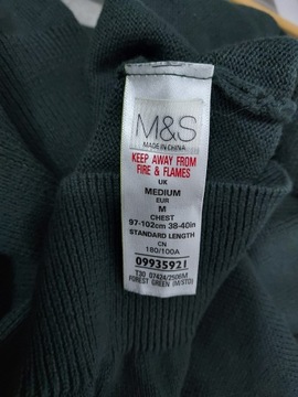 M&S zielony sweter 100% bawełna M