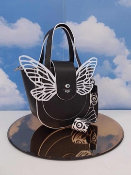 BOSCA czarna torebka skrzydełka motyla EGO ES0152S7