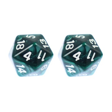 ZESTAW 2 KOSTEK K20 RPG TOKSYCZNA MGŁA KOŚĆ DWUDZIESTOŚCIENNA