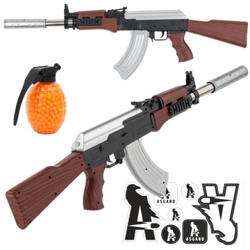 KARABIN PISTOLET NA KULKI AK47 IMITACJA BRONI REPLIKA ASG IMITACJA ZESTAW