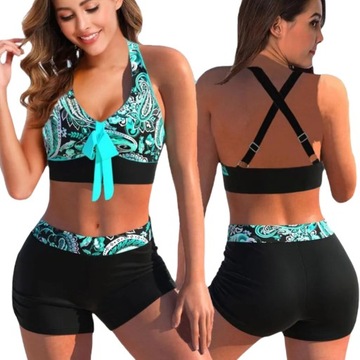 КУПАЛЬНИК ИЗ ДВУХ ЧАСТЕЙ, ШОРТЫ С ВЫСОКОЙ ПОСАДКОЙ, РАЗМЕР ПЛЮС 3XL