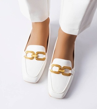 Белые мокасины с классической пряжкой К205 38