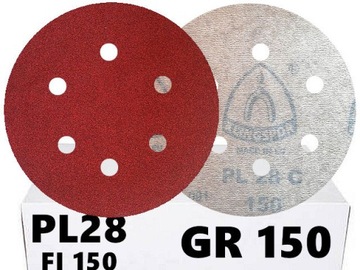 PAPIER KRĄŻKI NA RZEP fi 150 P150 6 OTWORAMI 50szt