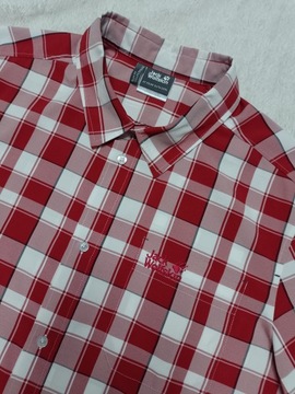 Koszula męska Jack Wolfskin slim fit XL kołnierzyk 48 cm czerwono biała