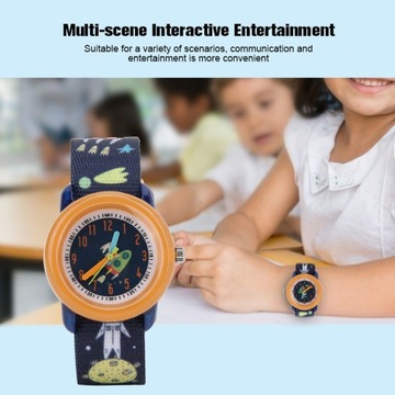 Детские часы с мультяшным узором, водонепроницаемый ленточный ремешок, кварцевые детские часы