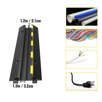 Кабельная рампа VEVOR, 5 шт., 2 канала, черный + желтый кабельный мост, 100 см