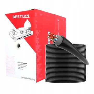KABEL SIECIOWY ZEWNĘTRZNY SKRĘTKA KOMPUTEROWA FTP CAT 5E UV DRUT CCA 305m