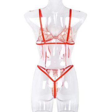 красный сексуальный сетчатый комплект нижнего белья