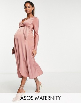 DESIGN Maternity satynowa sukienka ciążowa 38