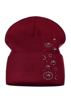 CIEPŁA CZAPKA DAMSKA BEANIE WYWIJANA JESIEŃ ZIMA