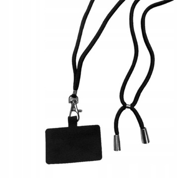 Smycz na szyję do telefonu kluczy tasiemka brelok czarna długa rzemień
