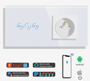 DOTYKOWY STEROWNIK ROLET ŻALUZJI WIFI Z GNIAZDKIEM
