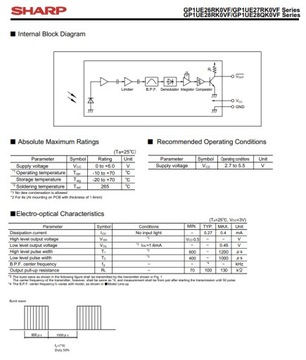 Инфракрасный приемник 38kh gp1ue261rkvf sharp x2