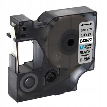 Taśma do DYMO D1 43622 6mm Srebrna