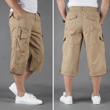 Knee Length Cargo Shorts Men's Summer Casual Cotto