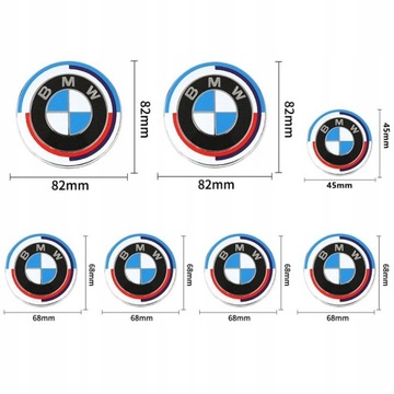 7 Логотип эмблемы BMW 50-летний юбилей Jahre 82 82 4x68 мм