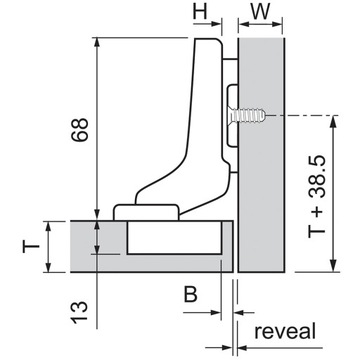 ПЕТЛЯ ВНУТРЕННЯЯ BLUM 70T3750.TL + НАПРАВЛЯЮЩАЯ