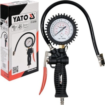 YATO PISTOLET DO POMPOWANIA KÓŁ Z MANOMETREM 8 BAR YT- 23703