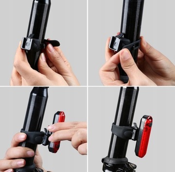 ЛАМПА велосипедный фонарик ЗАДНИЙ LED USB, подседельный штырь E088