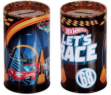 HOT WHEELS SKARBONKA METALOWA OKRĄGŁA SAMOCHODY