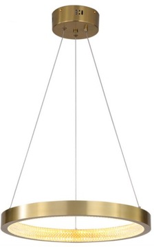 LAMPA SUFITOWA WISZĄCA NOWOCZESNA LED ŻYRANDOL ZŁOTA RING 60 CM B.CIEPŁA