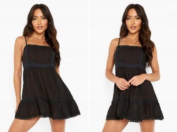 M004C11 Boohoo SUKIENKA CZARNA PLAŻOWA MINI S