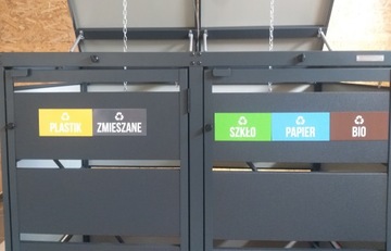 Magnesy do segregacji odpadów, tabliczki, naklejka zestaw x4 szt