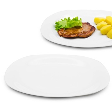 TALERZ OBIADOWY PŁYTKI PŁASKI 25CM BIAŁY OPAL DUŻY NA OBIAD KWADRAT
