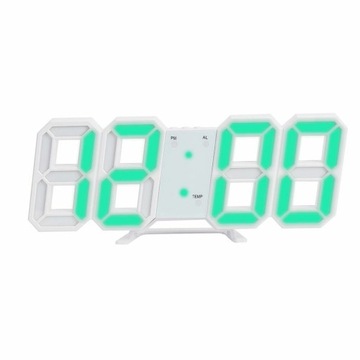 Zielony Cyfrowy 3D LED USB Duża ściana Budzik biur