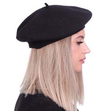 Beret damski w stylu francuskim czarny