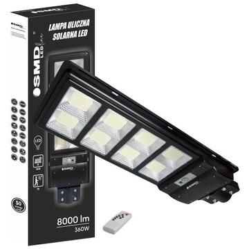 Lampa uliczna 360 W 8000 lm zasilanie solarne