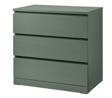 IKEA MALM | Komoda 3 szuflady odcień zieleni matowe | 80x78 cm