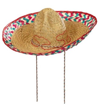 SOMBRERO MEKSYKAŃSKIE NATURALNE ZE WZOREM 50 CM