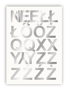 Самоклеящиеся буквы серебряного цвета с алфавитом и цифрами 50 мм.