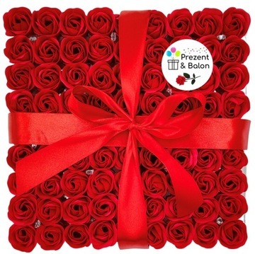 Czerwone Róże Mydlane Prezent Kwiaty Flower Box Główka Sztuczne Paczka 81