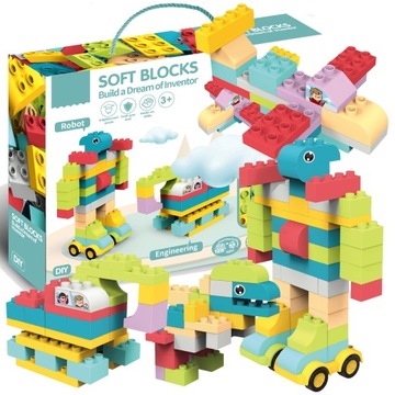 Строительная постройка БЛОКИ БОЛЬШИЕ ШАССИ ЭЛЕМЕНТЫ Набор XXL 86 шт.