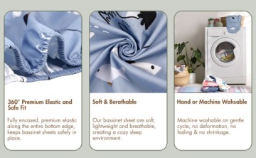 Простыня, наматрасник, овальная корзина Моисей, 2 шт.