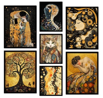 Zestaw Plakatów Galeria Gustav Klimt Reprodukcje Abstrakcje Obrazy Z Ramami
