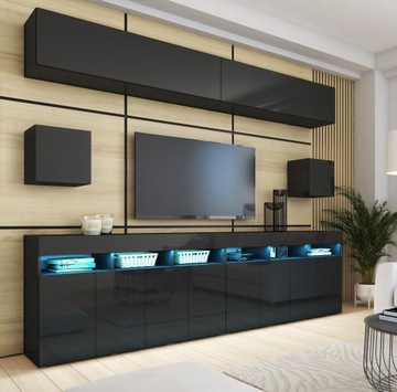 Meblościanka czarny połysk komoda RTV 280 Premium