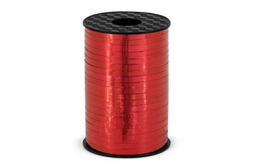 WSTĄŻKA POLIPROPYLENOWA PP METALICZNA 0,5cm/225m do balonów CZERWONA