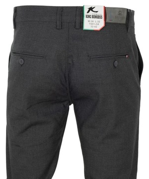 БРЮКИ ИЗ ЭЛЕГАНТНОГО МАТЕРИАЛА, ТЕМНО-СЕРЫЕ, ОДНОРОДНЫЕ W40 L30