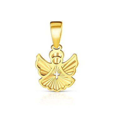 Złota zawieszka diamentowany Anioł złoto 585 wisiorek aniołek na prezent