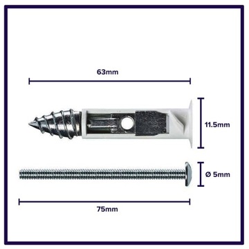 Самосверлящий монтаж M5x75 мм для гипсокартона весом 41 кг!